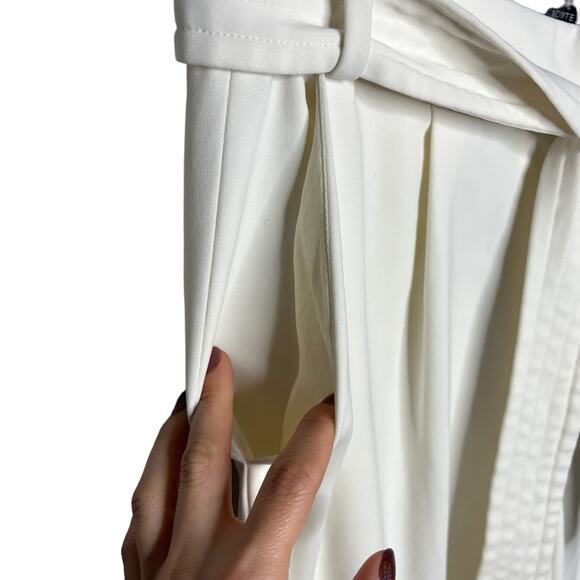 Sally LaPointe White Matte Crepe Belted Pant - Picture 5 of 9